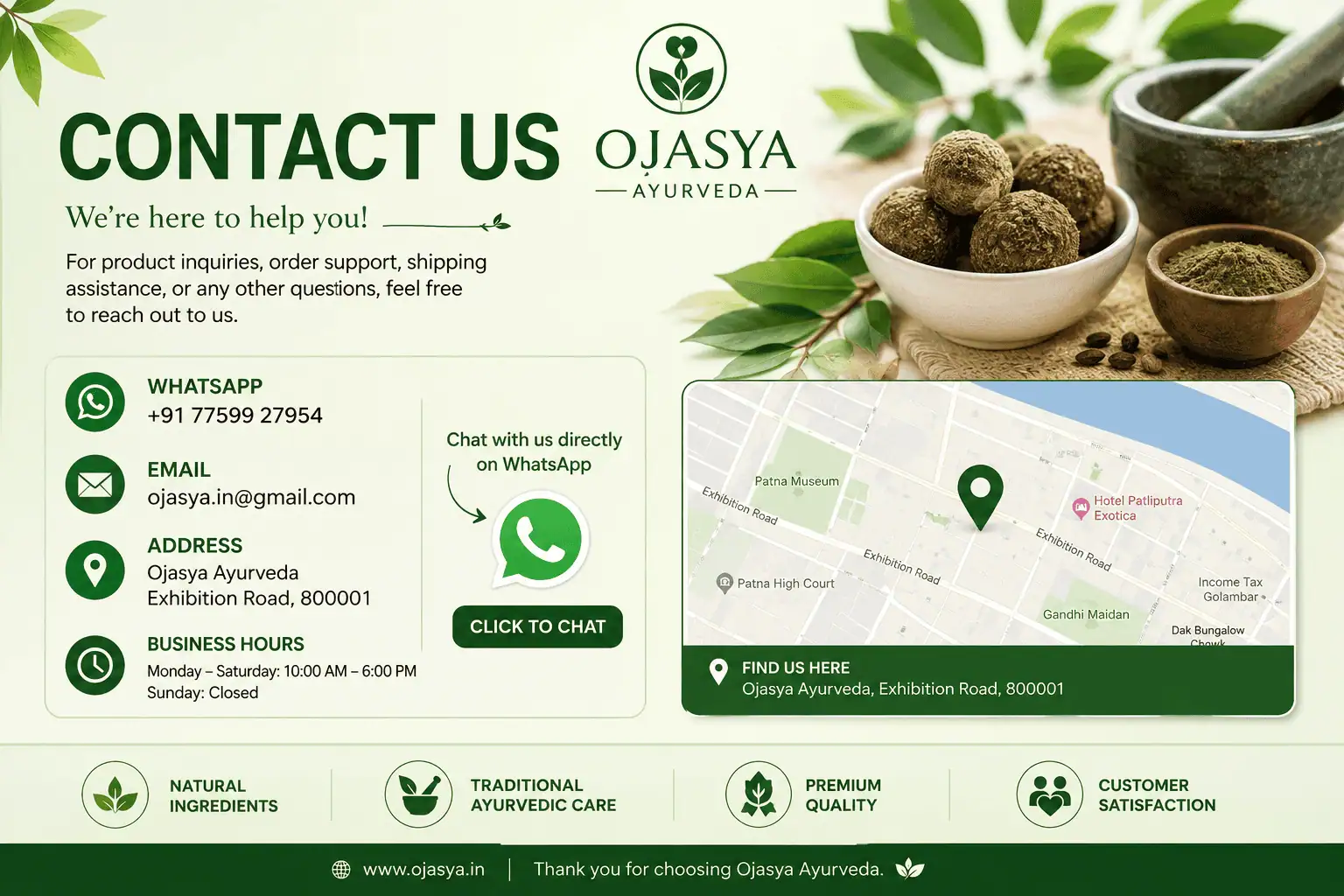 Contact Us Ojasya